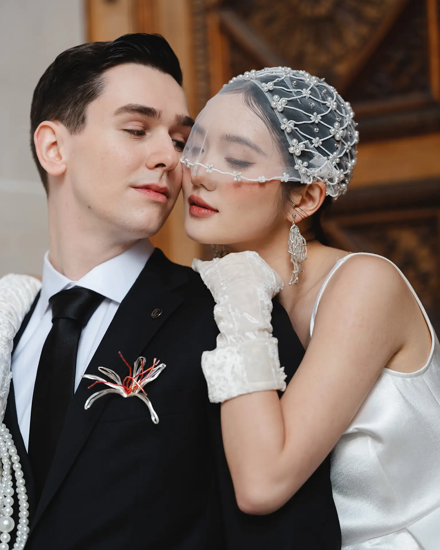 Bride and groom portrait at the parliament building